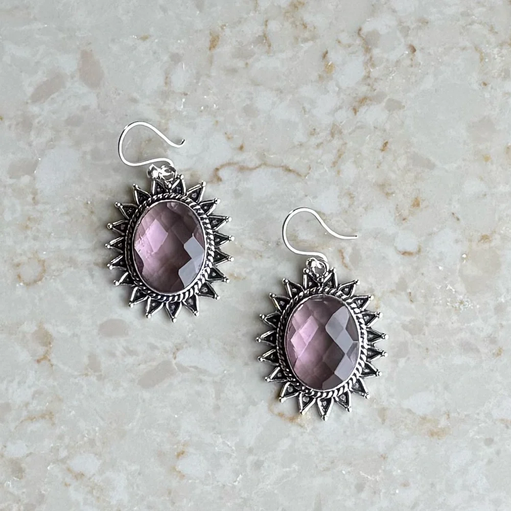 NWOT Sundance Summer Sun Earrings, Pink Kunzite, Sterling Silver